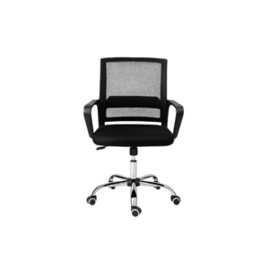 Cadeira De Escritório Berlim Com Tela Mesh Cor Preto Com Base Cromada